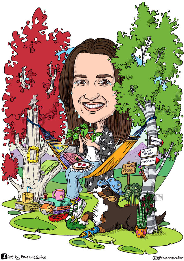 Caricatura a colori a tinte piatte (€38)